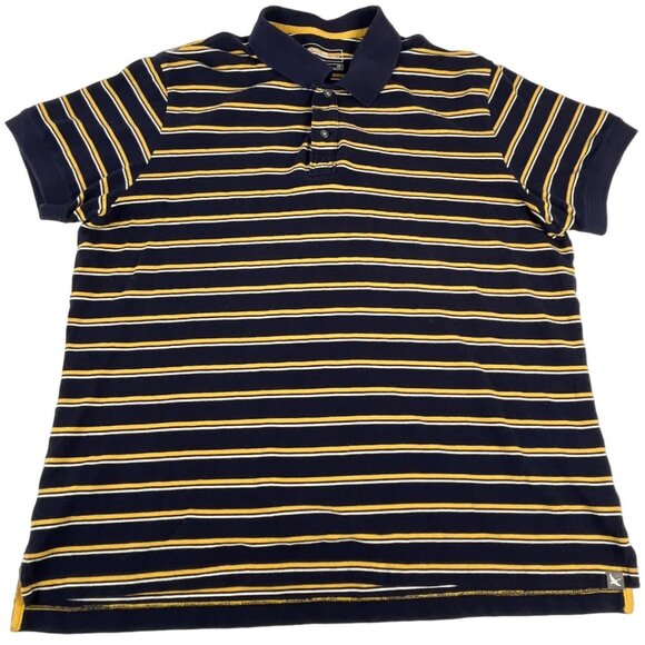 Eddie Bauer Men's Polo Shirt XXL Blue Yellow White Striped 100% Cotton Casual - Picture 1 of 4